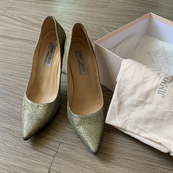 Lame Glitter Gold Jimmy Choo Pumps - Picture 4 of 9